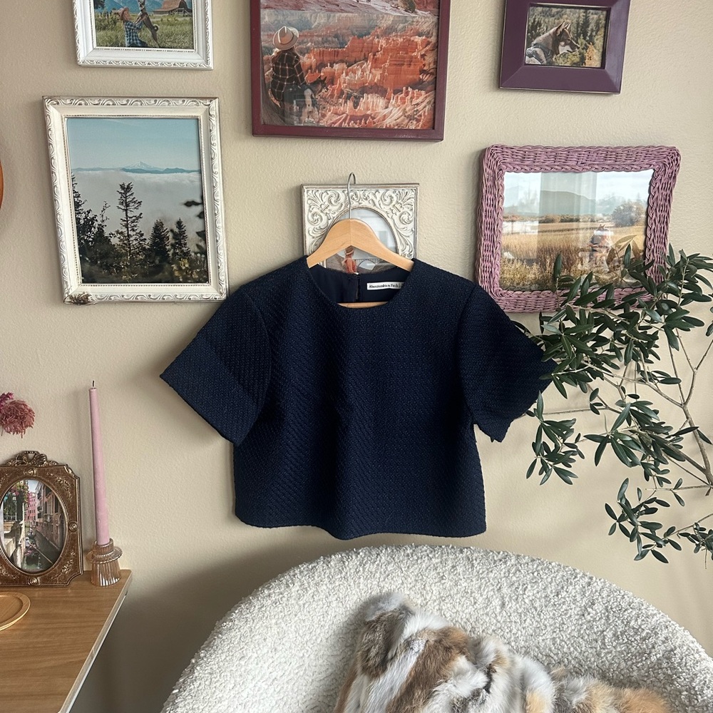 A&F Navy Blue tweed